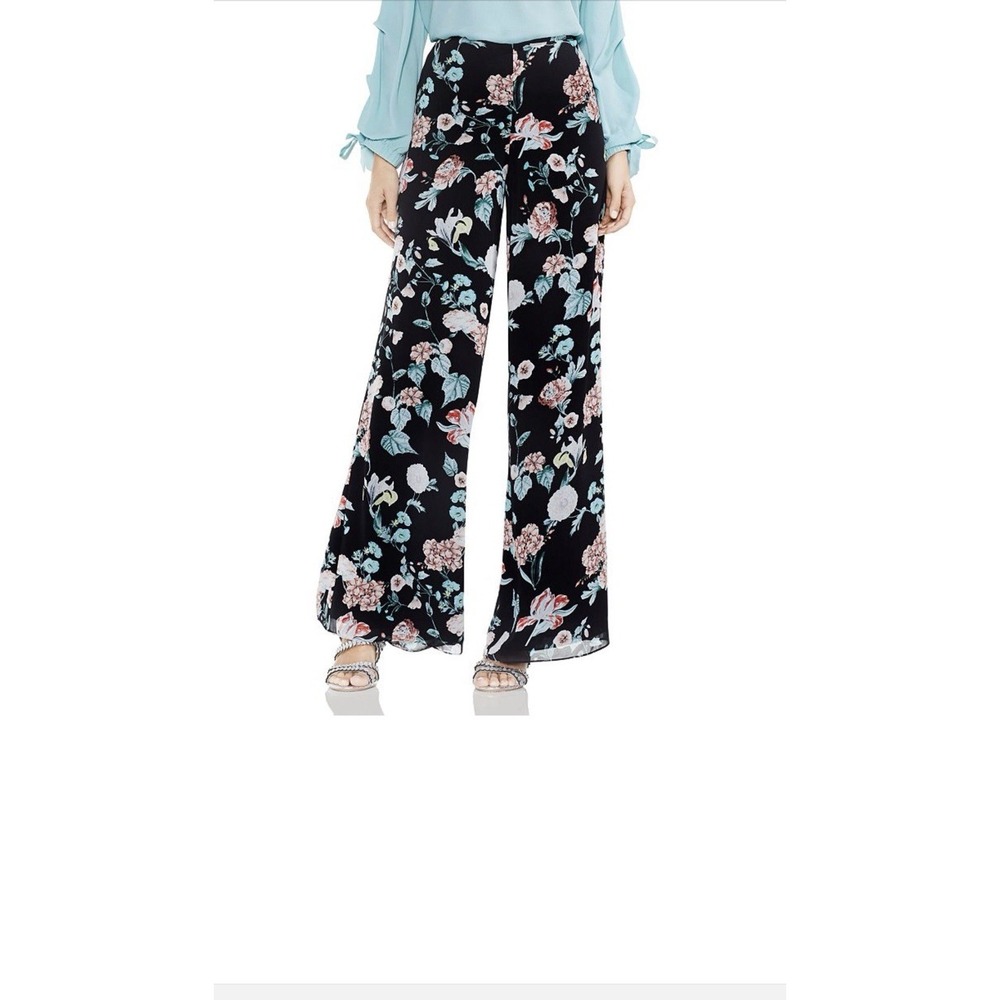 Vince Camuto Womens 18W‎ Floral Wide Leg Pants Black Pink Blue Chiffon Flowy
